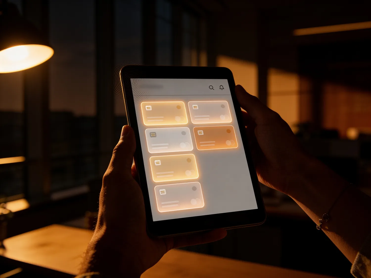 Tablet met interface in de hand